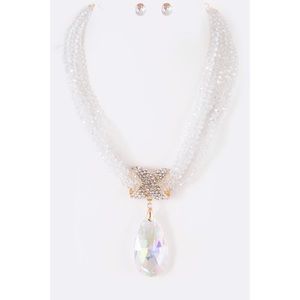 Crystal Teardrop Necklace Set